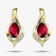 9ct Yellow Gold Ruby and Diamond Swirl Stud Earrings E1860/7-9