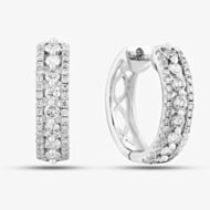 9ct White Gold Diamond Three Row Hoop Earrings PE04865