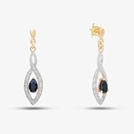 9ct Yellow Gold Sapphire & Diamond Twist Dropper Earrings PE03459Y SA