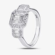 9ct White Gold 0.68ct Multi-cut Diamond Mosaic Trilogy Cluster Ring 30503WG/68-9