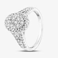 Pure Brilliance 9ct White Gold 1.00ct Diamond Split Shouldered Oval Cluster Ring THR21963-100