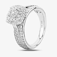 9ct White Gold 1.00ct Diamond Fancy Shouldered Square Cluster Ring THR20737-100