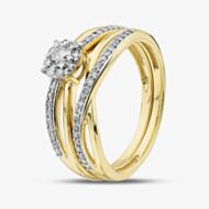 Pure Brilliance 9ct Yellow Gold 0.33ct Brilliant Cut Diamond Cluster Bridal Set Ring THR43256-33NJ