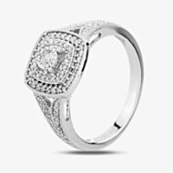 9ct White Gold 0.33ct Diamond Split Shouldered Cushion Cluster Ring THR23794-33