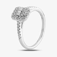9ct White Gold 0.35ct Multi-cut Diamond Square Cluster Ring THR24393-33