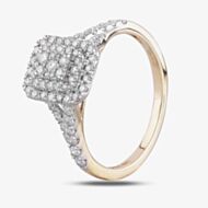 9ct Two Colour Gold 0.50ct Diamond Oblong Cluster Shouldered Ring THR23662-50