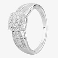 9ct White Gold 0.50ct Diamond Square Cluster Shouldered Ring THR23758-50