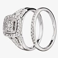 9ct White Gold 0.50ct Diamond Cushion Bridal Ring THR21953-50