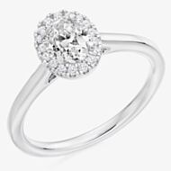 Platinum Excellence Platinum 0.45ct Certificated Oval Cut Halo Ring ENG4019 SMT M