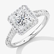 Platinum Excellence Platinum 0.48ct Princess Cut Diamond Shoulder Set Halo Ring ENG4036SMTPLAT