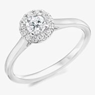 Platinum Excellence Platinum 0.39ct Certificated Round Brilliant Cut Diamond Halo Ring ENG4240SMTPT