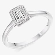 Platinum Excellence Platinum 0.33ct Certificated Emerald Cut Diamond Halo Ring ENG21442SMTPT