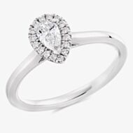 Platinum Excellence Platinum 0.38ct Certificated Pear Cut Diamond Halo Ring ENG21449SMTPT