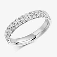 18ct White Gold 0.75ct Claw Set Round Brilliant Double Row Half Eternity Ring HET1017 18W