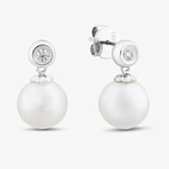 18ct White Gold Diamond & Freshwater Pearl Drop Earrings EOX70018DD