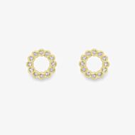 18ct Yellow Gold Diamond Circle Stud Earrings 13225147258