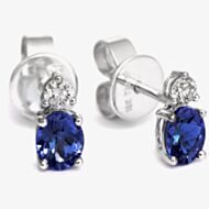 Tivon 18ct White Gold Oval Tanzanite & Diamond Stud Earrings EW-0520-TZ
