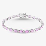 18ct White Gold 9.58ct Oval Cut Sapphire & 0.59ct Brilliant Cut Diamond Tennis Bracelet MQ5800