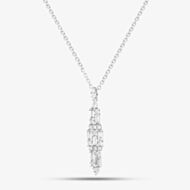 18ct White Gold 0.60ct Baguette & Brilliant Cut Diamond Dropper Necklace LG260/NA