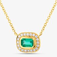 18ct Yellow Gold Emerald Cut Emerald & Brilliant Cut Diamond Necklace LG327/NA(EM)