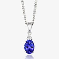 Tivon Classic 18ct White Gold Oval Tanzanite & Diamond Necklace CPW1SOV7TZ