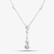 18ct White Gold 0.56ct Brilliant Cut Diamond Dropper Bar Necklace LG250/NA