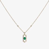 18ct Gold Gatsby Baguette-cut Emerald and Round Diamond Dropper Necklace LG194/NB(EM)