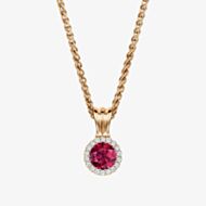 Geoghegan Cannele 18ct Rose Gold Rubellite Tourmaline & Diamond Cluster Pendant CAN74/R