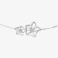 Fei Liu Allure 18ct White Gold & Diamond 0.09ct Double Flower Pendant ALU-750W-106-WD00