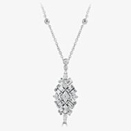 18ct White Gold 1.82ct Baguette & Brilliant Cut Diamond Fancy Drop Pendant  LG201/PA
