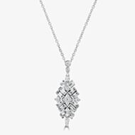 18ct White Gold 1.82ct Baguette & Brilliant Cut Diamond Fancy Drop Pendant  LG201/PA