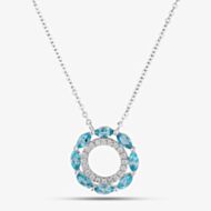 18ct White Gold Marquise Cut Blue Topaz & Brilliant Cut Diamond Openwork Necklace P38157GW18TB