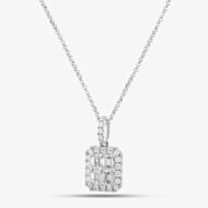 18ct White Gold Emerald & Brilliant Cut Diamond Octagonal Pendant Necklace P27616GW18DD