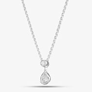 18ct White Gold 0.31ct Pear & Brillaint Cut Diamond Dropper Necklace P22430GW18DD
