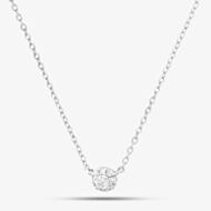 18ct White Gold 0.08ct Brilliant Cut Diamond Cluster Necklet P39110GW18DD