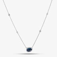 18ct White Gold 1.06ct Sapphire & Diamond Cluster Necklace NTX1661 18KW