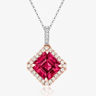 Tivon 18ct Two Colour Gold Pink Tourmaline and Diamond Cluster Necklace PTTR-0933-PT