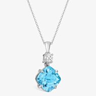 Tivon 18ct White Gold Santa Maria Aquamarine and Diamond Necklace PW-0944-SAQ