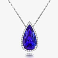 Tivon 18ct White Gold Pear-Cut Tanzanite and Diamond Cluster Necklace PW-0935-TZ