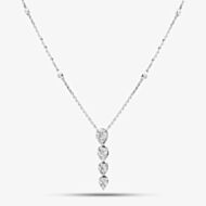 18ct White Gold Graduating Diamond Cluster Pendant Necklace H1100