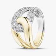 9ct Two Colour Gold Diamond Interlocking Band Ring 52J02YW/100-9