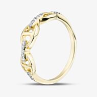 Pure Brilliance 9ct Yellow Gold 0.10ct Diamond Linked Dress Ring THR44526-10