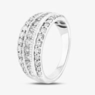 9ct White Gold 1.00ct Diamond Multi-set Three Row Ring THR18910-100 WG