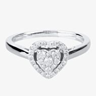 9ct White Gold 0.25ct Diamond Heart Cluster Ring THR10927-25