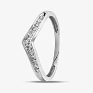 9ct White Gold 0.12ct Diamond Wishbone Half Eternity Ring THR14730