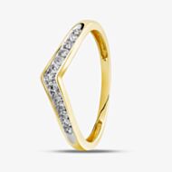 Pure Brilliance 9ct Yellow Gold 0.12ct Diamond Wishbone Half Eternity Ring THR14730
