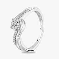 9ct White Gold 0.15ct Diamond Cluster Twist Ring THR18689-15 WG