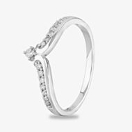 9ct White Gold 0.15ct Diamond Wishbone Ring THR28175-15