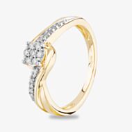 9ct Yellow Gold 0.15ct Diamond Cluster Twist Ring THR18689-15