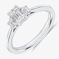 Platinum Excellence Platinum 0.81ct Certificated Emerald Cut Diamond Three Stone Ring TRL32419 SMT M